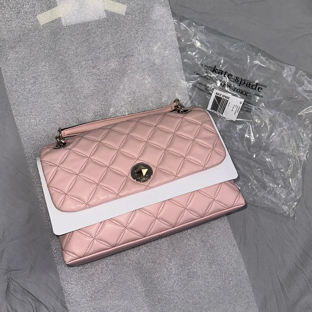 Kate Spade Natalia Medium Flap Shoulder Bag in Rose Smoke (WKRU7076)